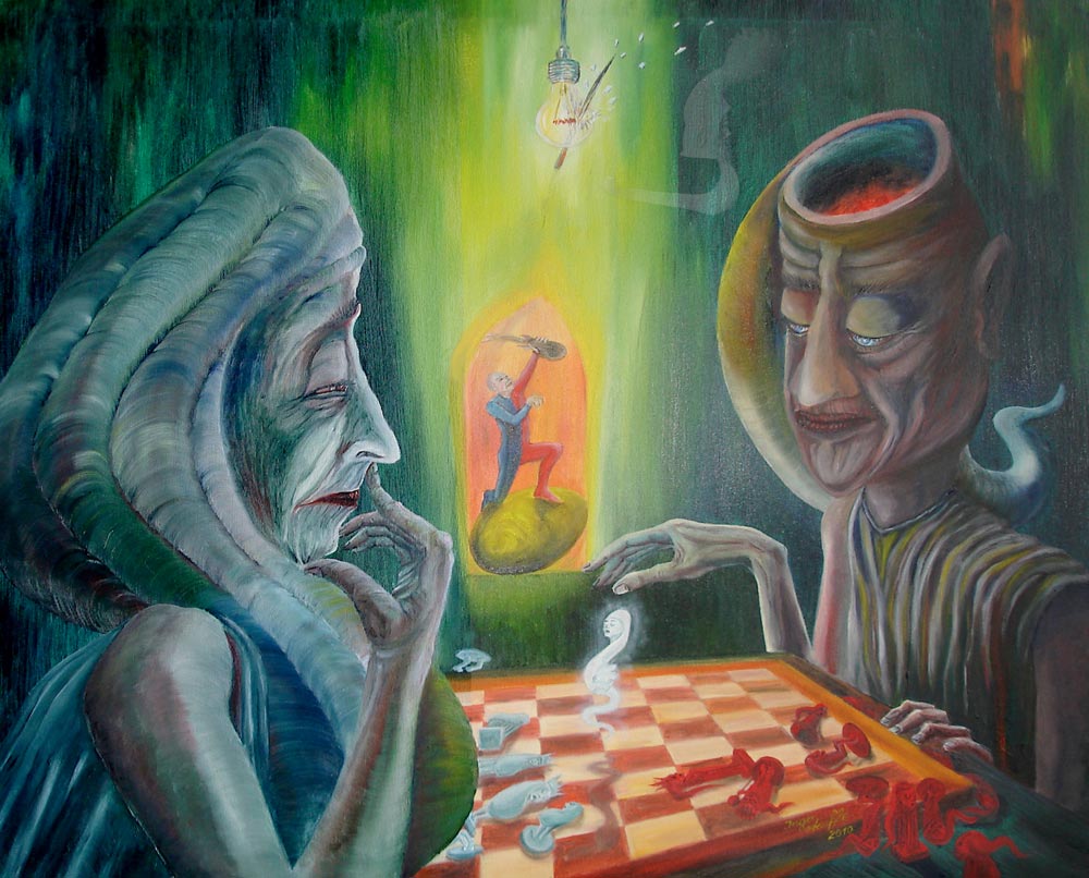 Gemälde Schachspiel